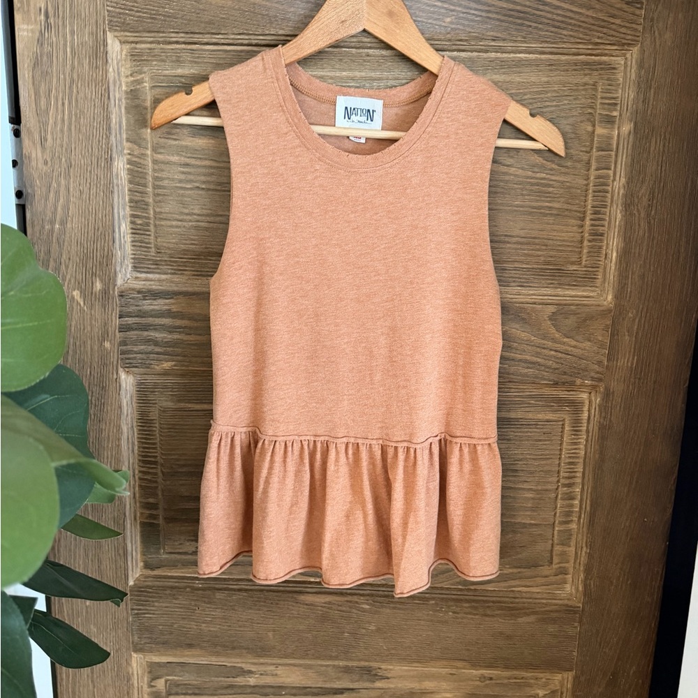 Nation LTD Sleeveless Peplum Tank Top Cognac Size XS